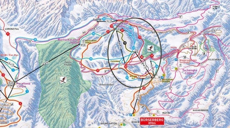 Locatie van de nieuwe Loischkopfbahn in het Brandnertal naast Landal.